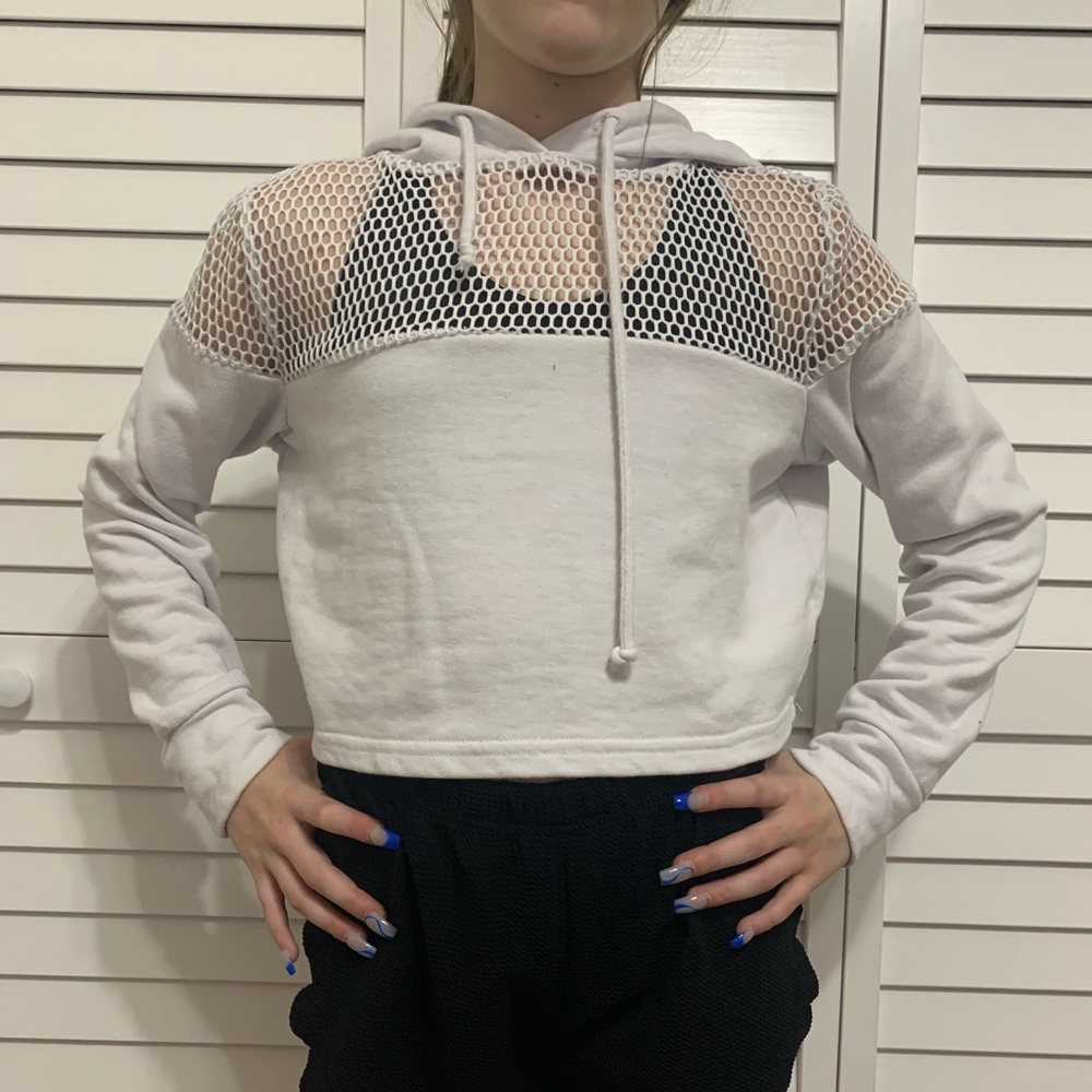 White Forever 21 Activewear Crop Hoodie